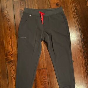 Figs Black and Red Joggers Sweatpants